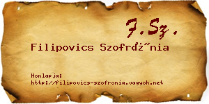 Filipovics Szofrónia névjegykártya